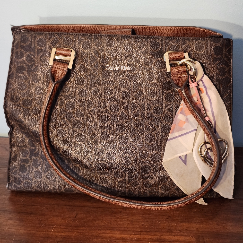 Calvin Klein Brown Tote Bag, 10x14x6, Divided